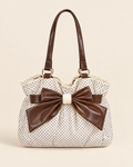Colette Bow Bag in Cream Dot, front view